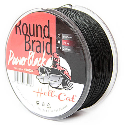 Hell-Cat Splétaná šnůra Round Braid Power Black, 0,60mm,75kg,200m