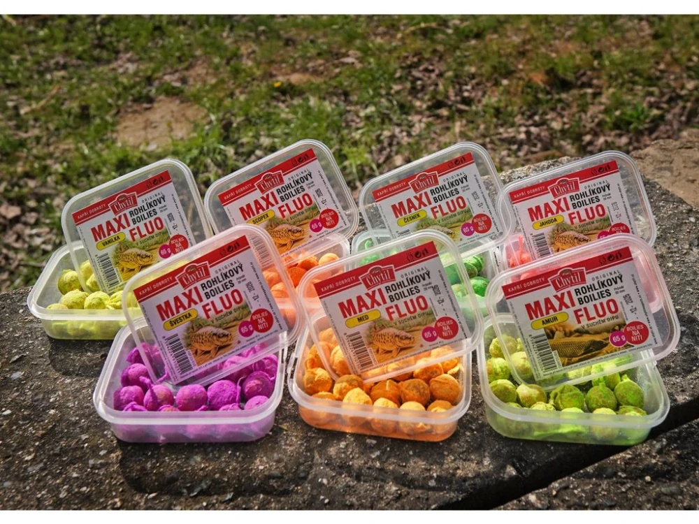 Rohlíkový boilies Maxi Fluo 20mm - Česnek