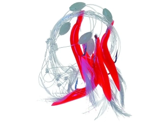 Červené trubičky - návazec - 190cm