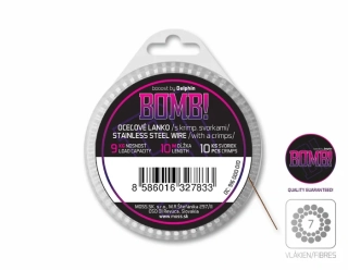 Ocelové lanko BOMB! s krimp. svorkami - 10m/9kg
